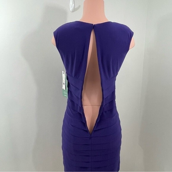NWT American Living Purple Sheath Dress Ruched Fitted Size 2 Sleeveless - Picture 5 of 9